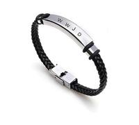 Wwjd Hwlf Bracelets for Lover,handmade Leather Bracelet What Would Jesus Do He Would Love First Wristband Stainless Steel Inspirational Religious