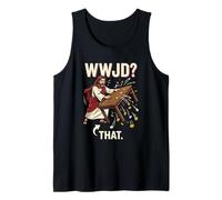 WWJD Probablemente Flip Tables Humor Cristiano Camiseta sin Mangas