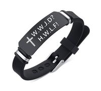 WWJD - Pulsera de silicona con texto en inglés "What Would Jesus Do Christian Fait", HWLF He Would Love First Serenity Reminder, joyería de cruz de Cristo para protección, ajustable, Acero inoxidable