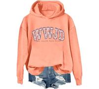 WWJD Sudadera con capucha What Would Jesus Do - Sudadera cristiana con versículo bíblico, Hami naranja, L