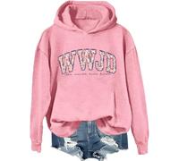 WWJD Sudadera con capucha What Would Jesus Do - Sudadera cristiana con versículo bíblico, rosa, XL