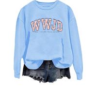 WWJD - Sudadera de manga larga con texto en inglés "What Would Jesus Do", azul celeste, XXL