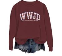 WWJD - Sudadera de manga larga con texto en inglés "What Would Jesus Do", Burdeos, XXL