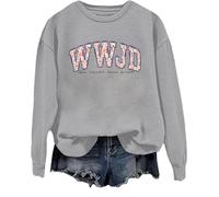 WWJD - Sudadera de manga larga con texto en inglés "What Would Jesus Do", gris, S