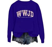 WWJD - Sudadera de manga larga con texto en inglés "What Would Jesus Do", Klein Azul, S