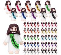 WWmily 50 mini figuras de Jesús Jesús te ama religiosas pequeñas figuras de goma en miniatura para ocultar huevos de Pascua, domingo, escuela, bautizo, suministros de fiesta