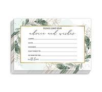 WwongxianB Juego de 25 tarjetas de consejos y deseos de eucalipto, libro de invitados con palabras de sabiduría para recién casados, despedida de soltera, boda, jubilación, graduado, tarjetas de