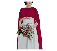 WWPMNQD Bolero de gasa Wedding Bridal Chiffon Long Cape Dinner Party Formal Lady Cloak O-neck Prom Women Shawl High-low Wrap para mujer(Deep red,Back length 2m)