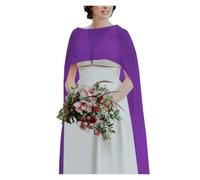 WWPMNQD Bolero de gasa Wedding Bridal Chiffon Long Cape Dinner Party Formal Lady Cloak O-neck Prom Women Shawl High-low Wrap para mujer(Purple,Back length 2m)