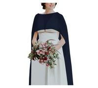 WWPMNQD Bolero de gasa Wedding Bridal Chiffon Long Cape Dinner Party Formal Lady Cloak O-neck Prom Women Shawl High-low Wrap para mujer(Deep blue,Back length 2m)