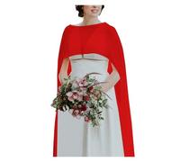 WWPMNQD Bolero de gasa Wedding Bridal Chiffon Long Cape Dinner Party Formal Lady Cloak O-neck Prom Women Shawl High-low Wrap para mujer(Red,Back length 2m)