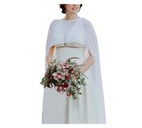 WWPMNQD Bolero de gasa Wedding Bridal Chiffon Long Cape Dinner Party Formal Lady Cloak O-neck Prom Women Shawl High-low Wrap para mujer(White,Back length 1.5m)