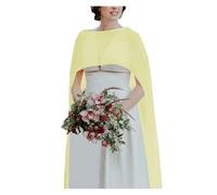 WWPMNQD Bolero de gasa Wedding Bridal Chiffon Long Cape Dinner Party Formal Lady Cloak O-neck Prom Women Shawl High-low Wrap para mujer(Light Yellow,Back length 2m)