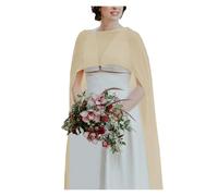 WWPMNQD Bolero de gasa Wedding Bridal Chiffon Long Cape Dinner Party Formal Lady Cloak O-neck Prom Women Shawl High-low Wrap para mujer(Champagne,Back length 1.5m)