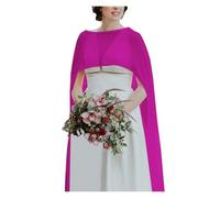 WWPMNQD Bolero de gasa Wedding Bridal Chiffon Long Cape Dinner Party Formal Lady Cloak O-neck Prom Women Shawl High-low Wrap para mujer(Hot Pink,Back length 2m)