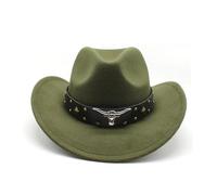 WWPMNQD Fedora Sombrero de vaquero occidental lana for hombre y mujer, sombrero for caballero, señora, invierno, otoño, Jazz, vaquera para hombre(Red,56-58CM)