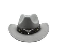WWPMNQD Fedora Sombrero de vaquero occidental lana for hombre y mujer, sombrero for caballero, señora, invierno, otoño, Jazz, vaquera para hombre(GRAY,56-58CM)