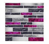 WWPMNQD Papel pintado Azulejos de mosaico mármol plano con relieve, adhesivos for pared cocina y baño, resistentes al agua, autoadhesivos, papel tapiz artístico para dormitorio(ET009,15cmX15cmX10pcs)