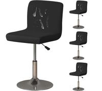 WWQQKJ 2 Fundas de Licra for Taburete de Bar, Suaves, Impermeables, con Respaldo bajo, for Cocina, con Parte Inferior elástica y Funda for Asiento.(Nero,4 Pezzi)