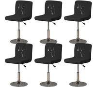 WWQQKJ 2 Fundas de Licra for Taburete de Bar, Suaves, Impermeables, con Respaldo bajo, for Cocina, con Parte Inferior elástica y Funda for Asiento.(Nero,6 Pezzi)