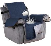 WWQQKJ Funda de sillón reclinable Antideslizante con Correa elástica, 100% Impermeable, for Mascotas y niños.(Marine,Oversized/Chaise)