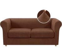 WWQQKJ Funda de sofá Chesterfield elástica de una Plaza con Funda de cojín, Funda de sofá de Jacquard de Elastano y Protector Antideslizante.(Caramel,2 Places)