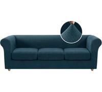 WWQQKJ Funda de sofá Chesterfield elástica de una Plaza con Funda de cojín, Funda de sofá de Jacquard de Elastano y Protector Antideslizante.(Deep Teal,3 Places)