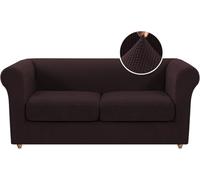 WWQQKJ Funda de sofá Chesterfield elástica de una Plaza con Funda de cojín, Funda de sofá de Jacquard de Elastano y Protector Antideslizante.(Marron,2 Places)