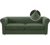 WWQQKJ Funda de sofá Chesterfield elástica de una Plaza con Funda de cojín, Funda de sofá de Jacquard de Elastano y Protector Antideslizante.(Vert Bronze,Grand 2 Places)