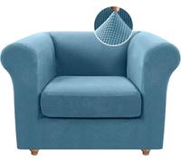 WWQQKJ Funda de sofá Chesterfield elástica de una Plaza con Funda de cojín, Funda de sofá de Jacquard de Elastano y Protector Antideslizante.(Bleu,1 Place)