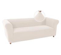 WWQQKJ Funda de sofá Chesterfield elástica de una Plaza con reposabrazos, Funda de sofá de Elastano y Jacquard for Perros y Gatos, antiincrustante.(Ivoire,3 Places)