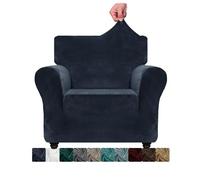 WWQQKJ Funda de sofá de Terciopelo de 1 Plaza, elástica, Supersuave for Perros y Gatos.(Bleu Marine,1 Place)