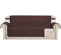 WWQQKJ Funda de sofá, Funda de cojín, Protector for Mascotas y niños, Reversible, Acolchado, Protector de Muebles contra el Desgaste y Las Grietas.(Marron,3 Places)