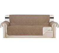 WWQQKJ Funda de sofá, Funda de cojín, Protector for Mascotas y niños, Reversible, Acolchado, Protector de Muebles contra el Desgaste y Las Grietas.(Taupe,4 Places)