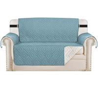 WWQQKJ Funda de sofá, Funda de cojín, Protector for Mascotas y niños, Reversible, Acolchado, Protector de Muebles contra el Desgaste y Las Grietas.(Bleu Pierre,Grand 2 Places)