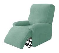 WWQQKJ Funda elástica de Jacquard Suave for sillón reclinable, 4 Piezas, Antideslizante, con Bolsillo Lateral, Lavable, for sillón reclinable de 1 Plaza.(Vert Clair)