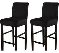 WWQQKJ Funda elástica de Terciopelo for Silla de Bar, Fundas Suaves y extraíbles for taburetes de Bar, Fundas Antideslizantes for sillas de Bar, Comedor(Nero,2PCS)