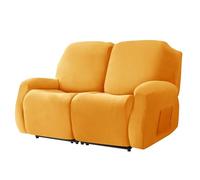 WWQQKJ Funda elástica de Terciopelo for Silla reclinable, Funda reclinable de 1/2/3 plazas, Funda Suave for Silla reclinable con Bolsillo Lateral(D'or,2 Places)
