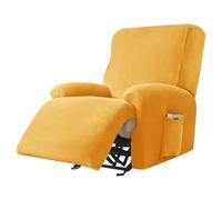 WWQQKJ Funda elástica de Terciopelo for Silla reclinable, Funda reclinable de 1/2/3 plazas, Funda Suave for Silla reclinable con Bolsillo Lateral(D'or,1 Place)