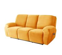 WWQQKJ Funda elástica de Terciopelo for Silla reclinable, Funda reclinable de 1/2/3 plazas, Funda Suave for Silla reclinable con Bolsillo Lateral(D'or,3 Places)