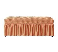 WWQQKJ Funda elástica for Banco de Comedor, Funda de Banco de Seersucker con faldón(Arancia)