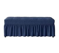 WWQQKJ Funda elástica for Banco de Comedor, Funda de Banco de Seersucker con faldón(BLU Navy)