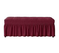 WWQQKJ Funda elástica for Banco de Comedor, Funda de Banco de Seersucker con faldón(Vino Rosso)