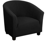 WWQQKJ Funda elástica for Silla de cóctel, Funda for sillón de Club, de poliéster Jacquard sillón de salón(Nero)