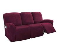 WWQQKJ Funda elástica for sillón reclinable, de Terciopelo Suave, for sofá de 1, 2 o 3 plazas, con Bolsillo Lateral, Antideslizante, Lavable, for Sala de Estar.(Vin Rouge,3 Places)