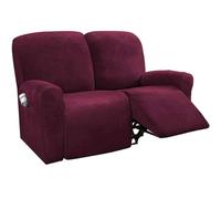 WWQQKJ Funda elástica for sillón reclinable, de Terciopelo Suave, for sofá de 1, 2 o 3 plazas, con Bolsillo Lateral, Antideslizante, Lavable, for Sala de Estar.(Vin Rouge,2 Places)