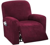 WWQQKJ Funda elástica for sillón reclinable, de Terciopelo Suave, for sofá de 1, 2 o 3 plazas, con Bolsillo Lateral, Antideslizante, Lavable, for Sala de Estar.(Vin Rouge,1 Places)