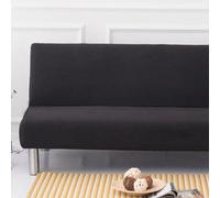 WWQQKJ Funda elástica for sofá Cama de 2 o 3 plazas, Color Liso, sin reposabrazos, Resistente a Las Manchas, Lavable, Antideslizante, Plegable, con Sistema Clic-clac.(Nero,160-190cm)