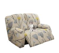 WWQQKJ Funda for Sillón Relajante Reclinable, Funda Universal for Sillón Relajante de 1 Plaza, Moderna Relajante Reclinable con Bolsillos Lavables(Foglie Beige,2 Posti)