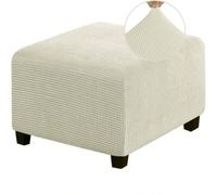 WWQQKJ Funda for Taburete Cuadrada, elástica, antiarañazos, Suave, a Prueba de Polvo, Protector for Taburete extraíble de Color sólido(Beige,Medium)